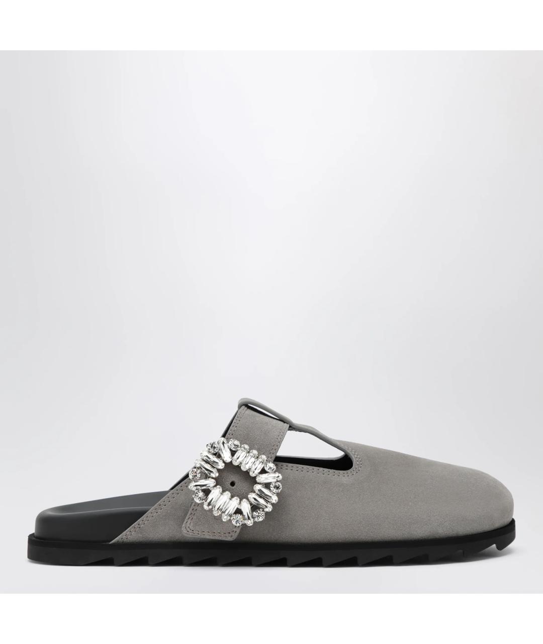 ROGER VIVIER Серые замшевые сабо, фото 3