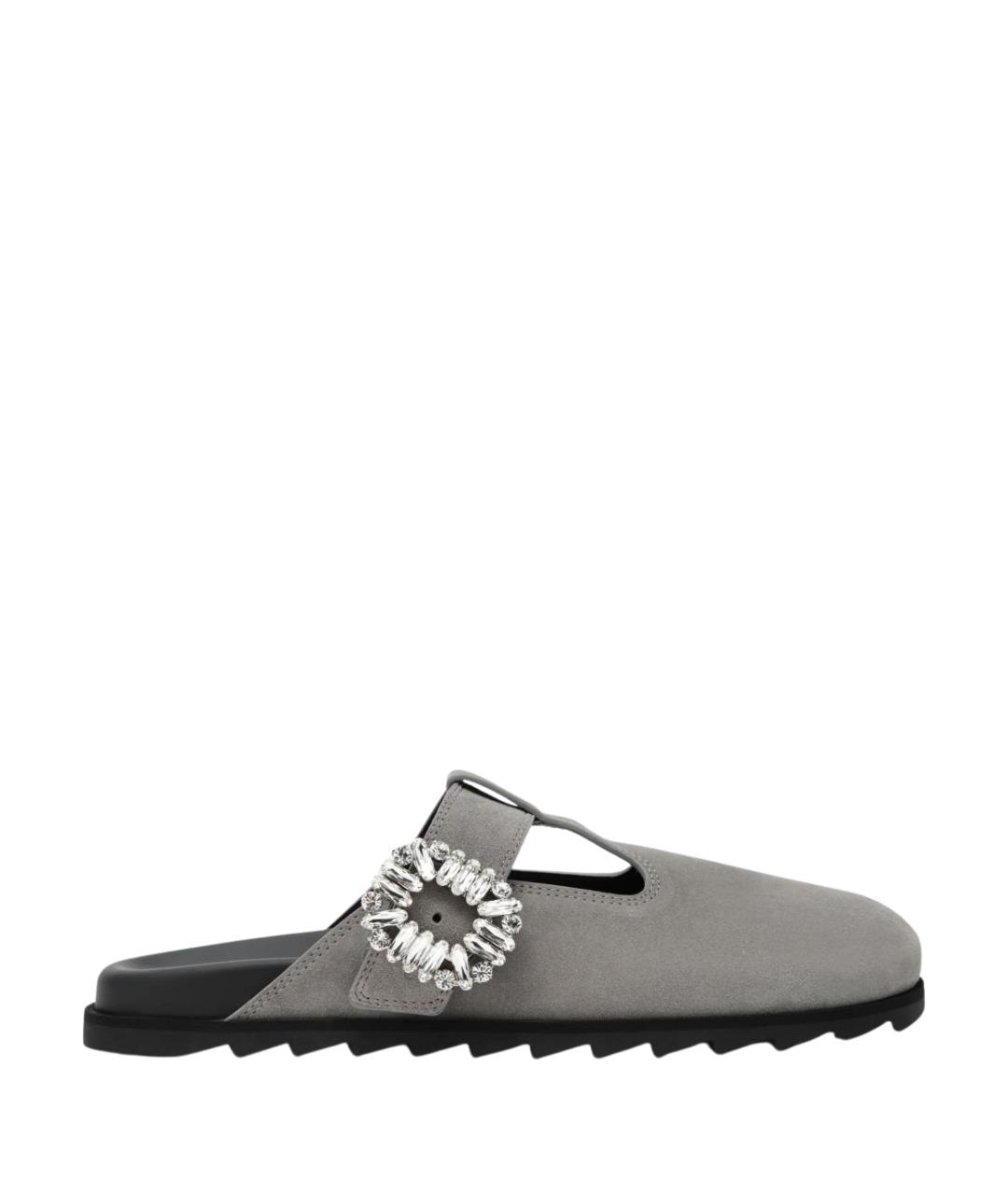 ROGER VIVIER Серые замшевые сабо, фото 1