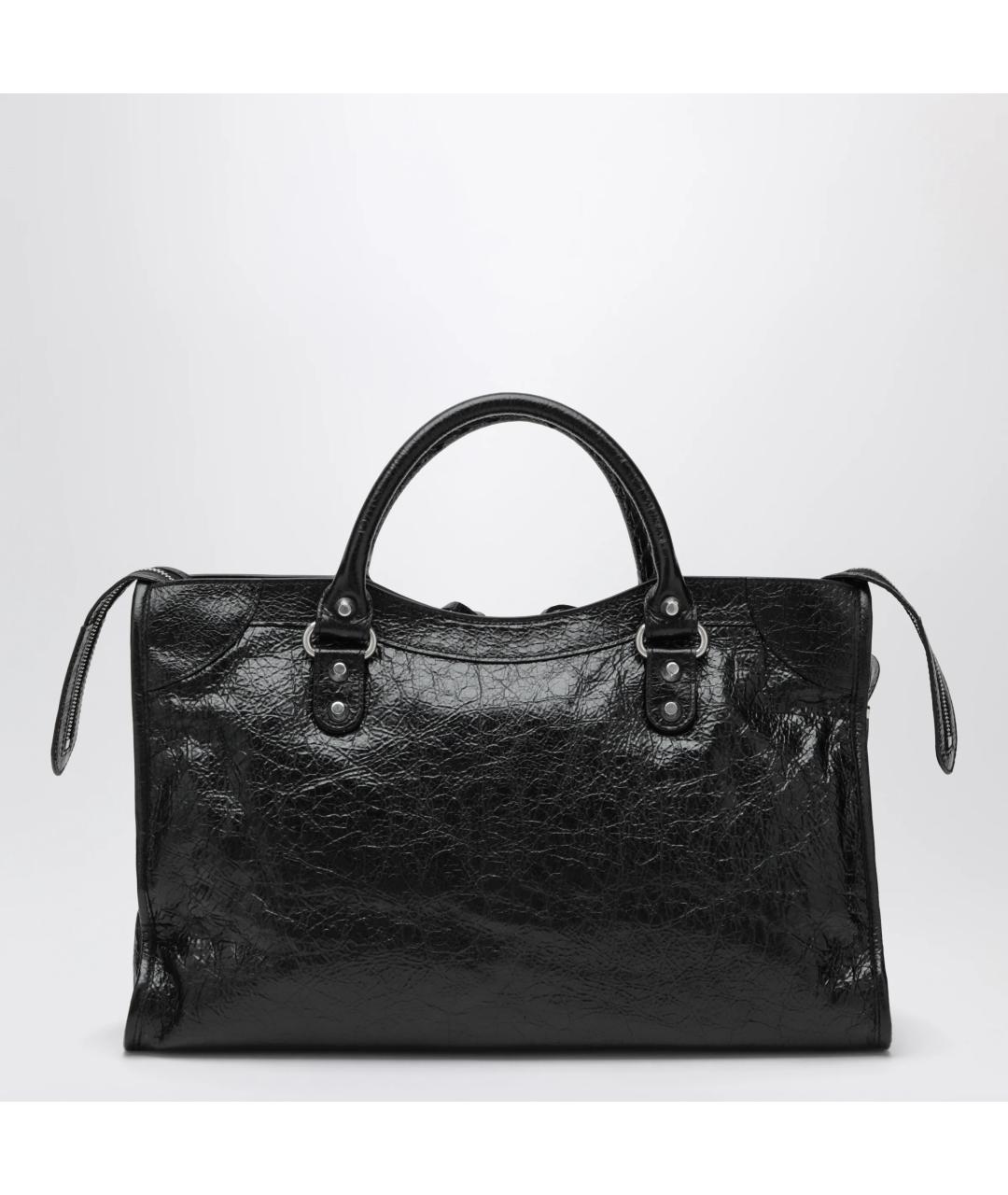 BALENCIAGA Черная кожаная сумка тоут, фото 2