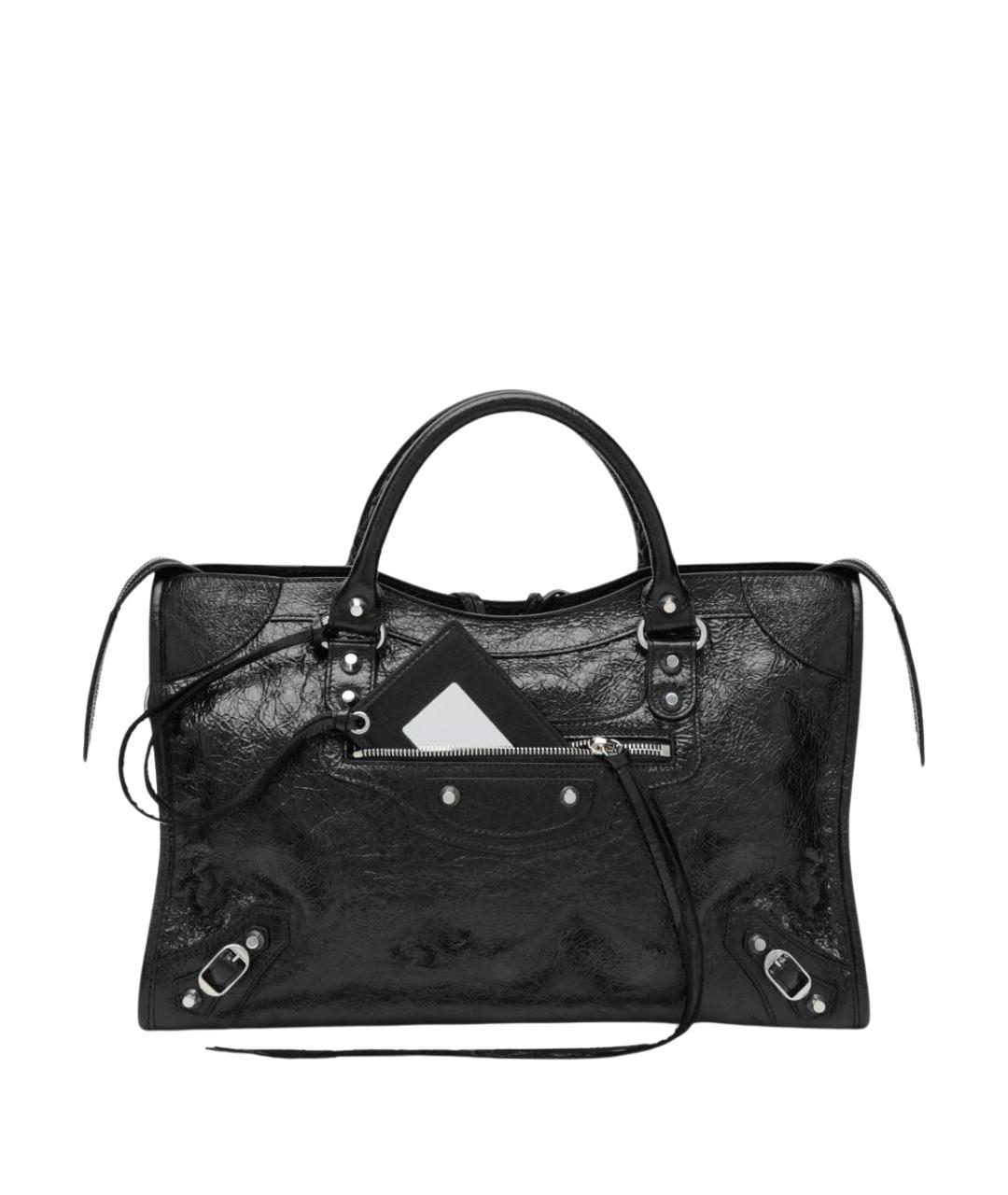 BALENCIAGA Черная кожаная сумка тоут, фото 1