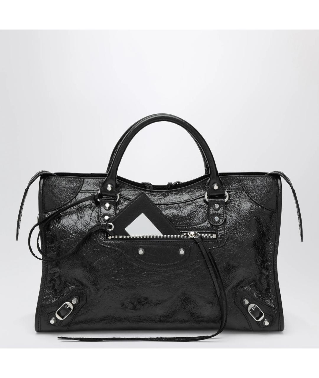 BALENCIAGA Черная кожаная сумка тоут, фото 3