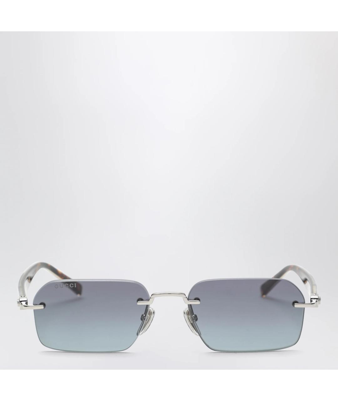 GUCCI Серебряные металлические солнцезащитные очки, фото 3