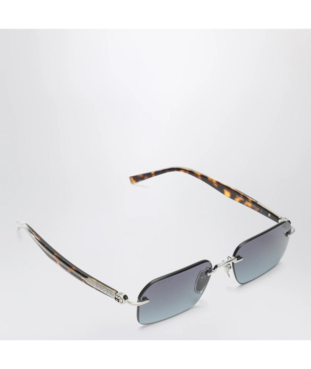 GUCCI Серебряные металлические солнцезащитные очки, фото 2