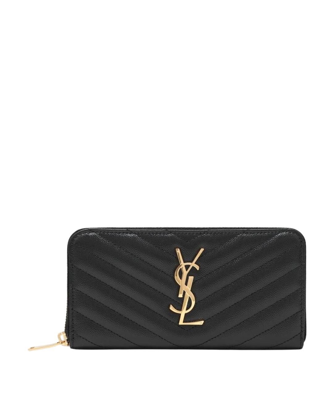 SAINT LAURENT Черный кожаный кошелек, фото 1