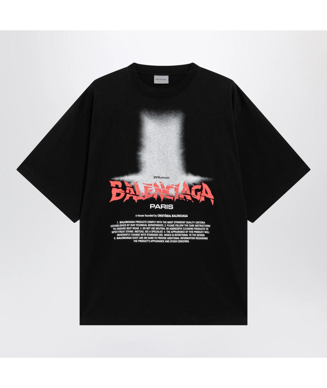 BALENCIAGA Черная хлопковая футболка, фото 3