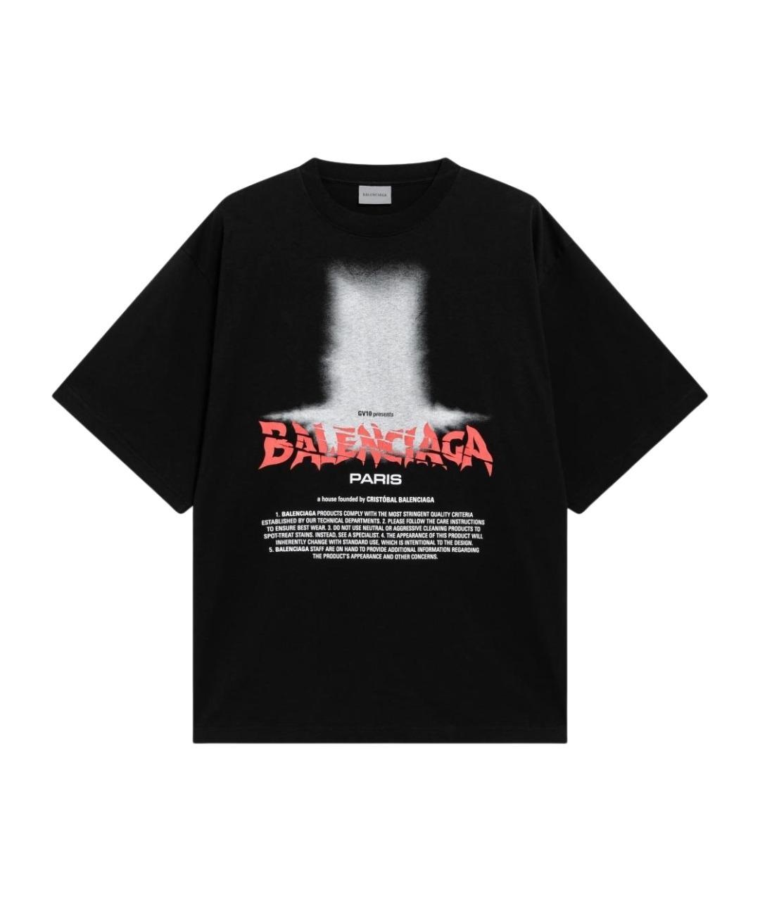 BALENCIAGA Черная хлопковая футболка, фото 1
