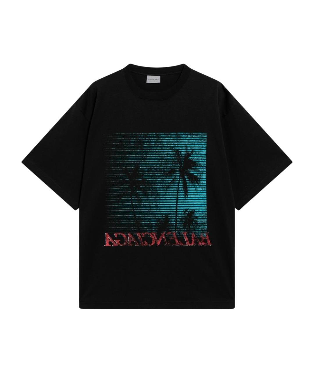 BALENCIAGA Черная хлопковая футболка, фото 1