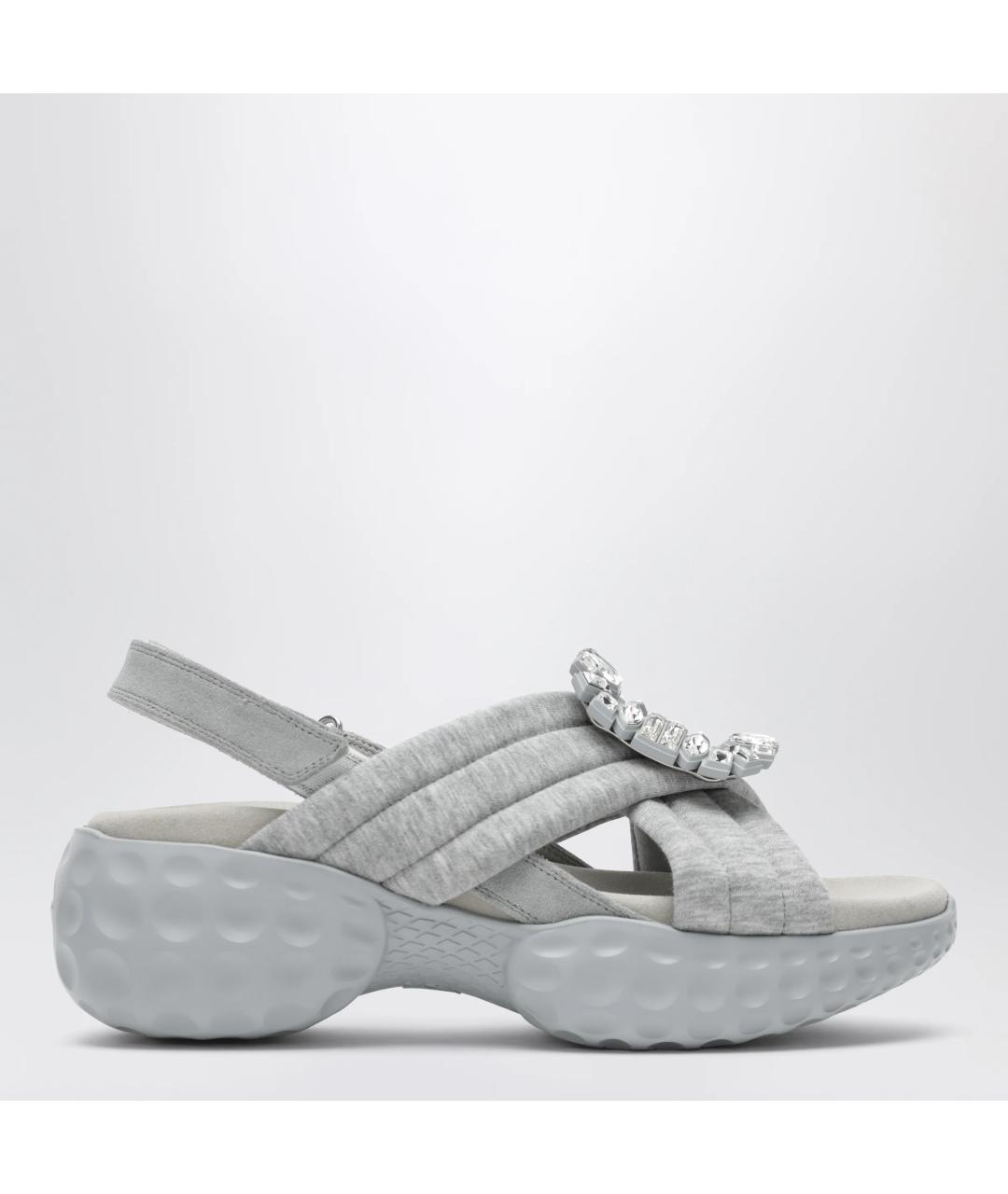 ROGER VIVIER Серые текстильные сандалии, фото 3