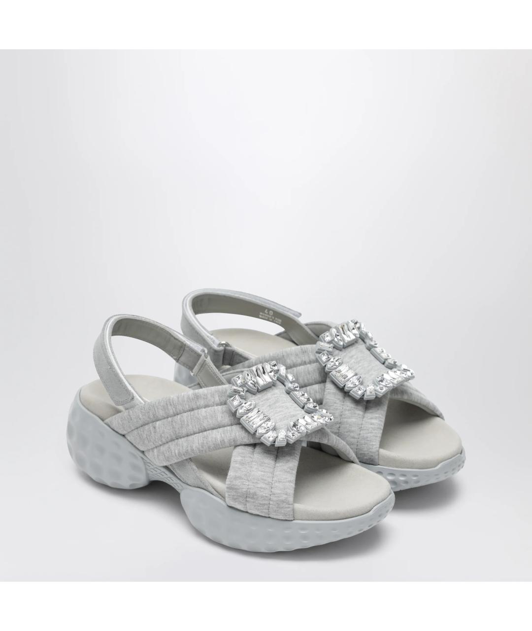 ROGER VIVIER Серые текстильные сандалии, фото 2