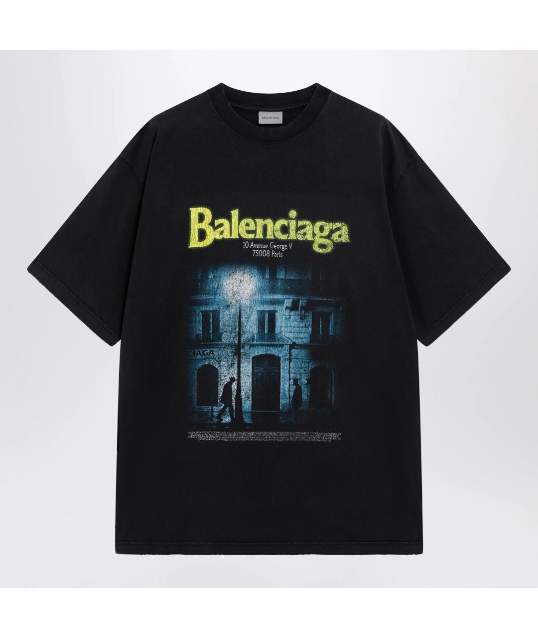BALENCIAGA Черная хлопковая футболка, фото 3