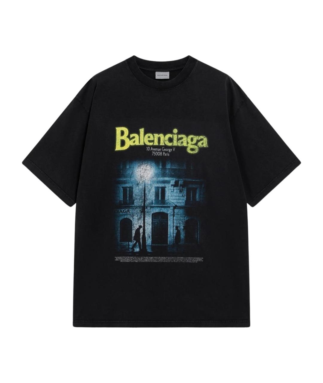 BALENCIAGA Черная хлопковая футболка, фото 1