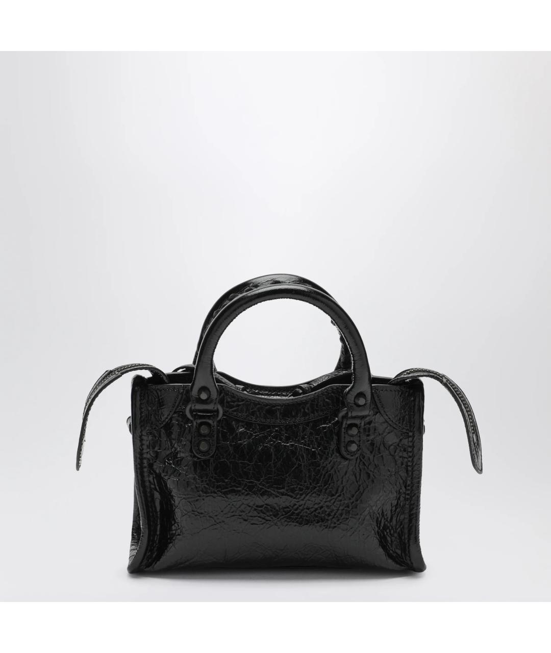 BALENCIAGA Черная кожаная сумка тоут, фото 2
