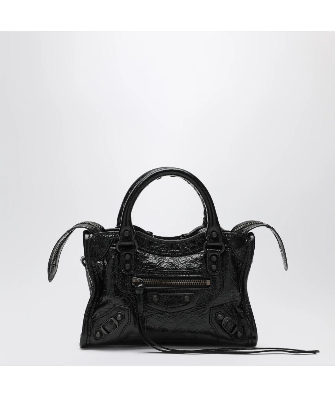 BALENCIAGA Черная кожаная сумка тоут, фото 3