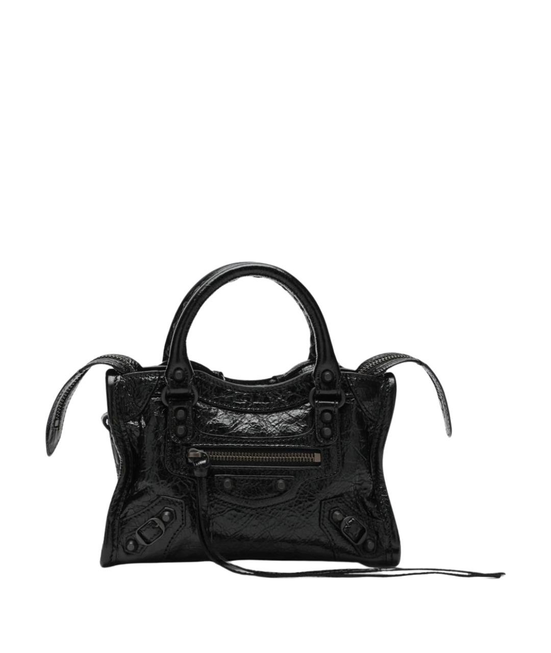 BALENCIAGA Черная кожаная сумка тоут, фото 1
