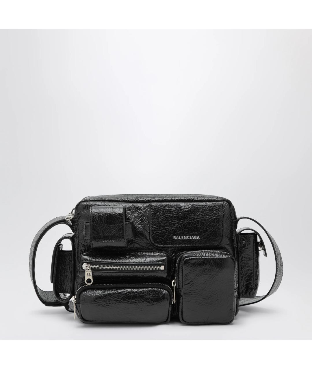 BALENCIAGA Черная кожаная сумка на плечо, фото 3