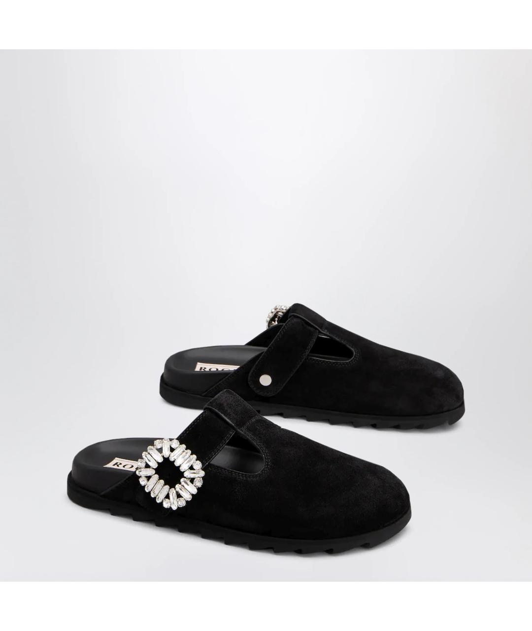 ROGER VIVIER Черные замшевые сабо, фото 2