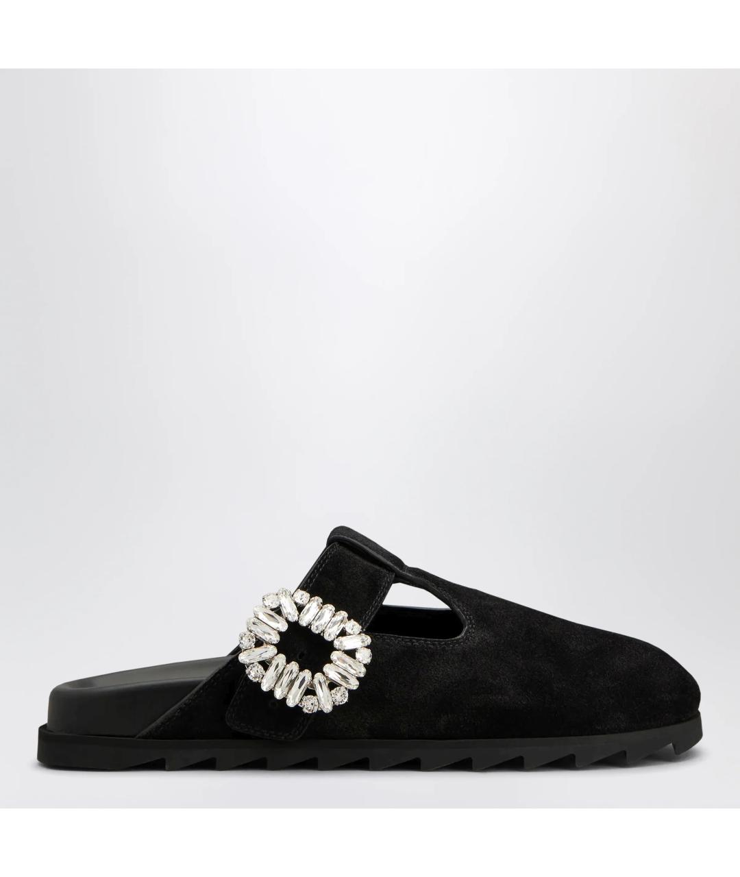 ROGER VIVIER Черные замшевые сабо, фото 3