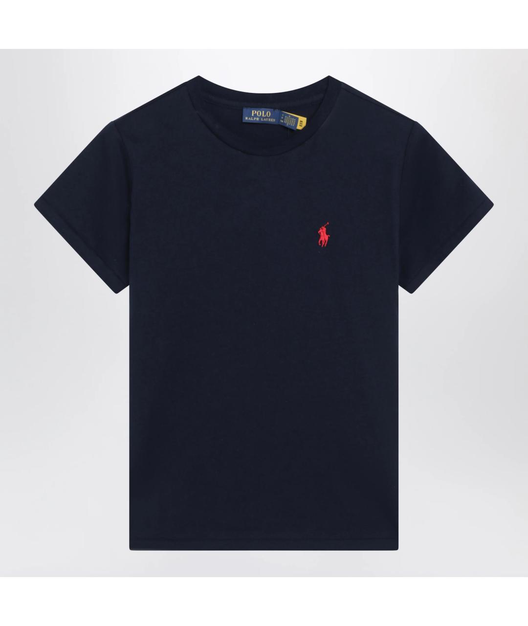 POLO RALPH LAUREN Темно-синяя хлопковая футболка, фото 3