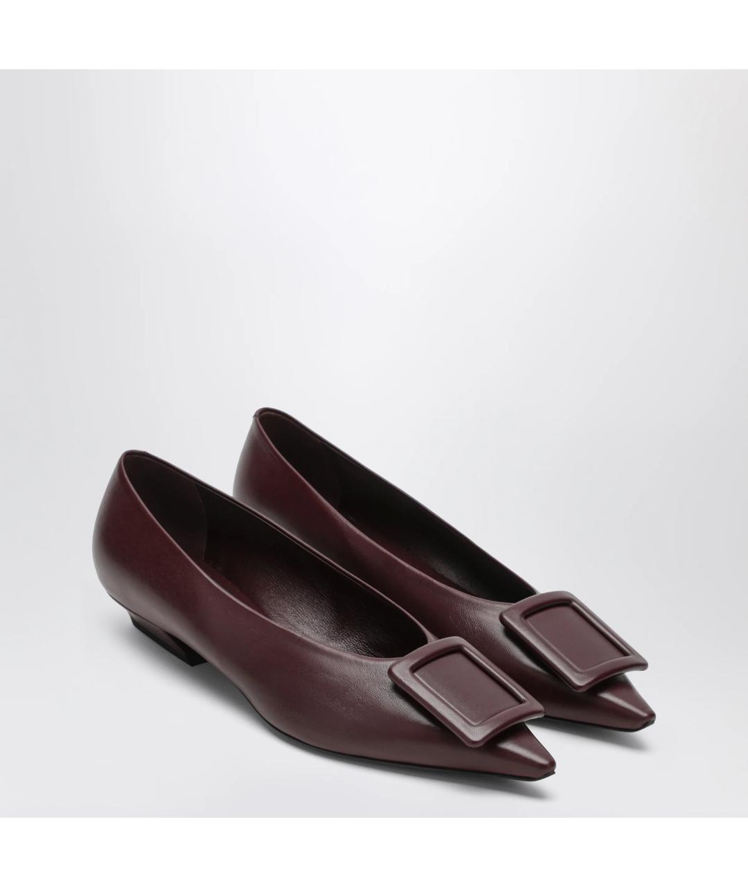 ROGER VIVIER Бордовые кожаные туфли, фото 2