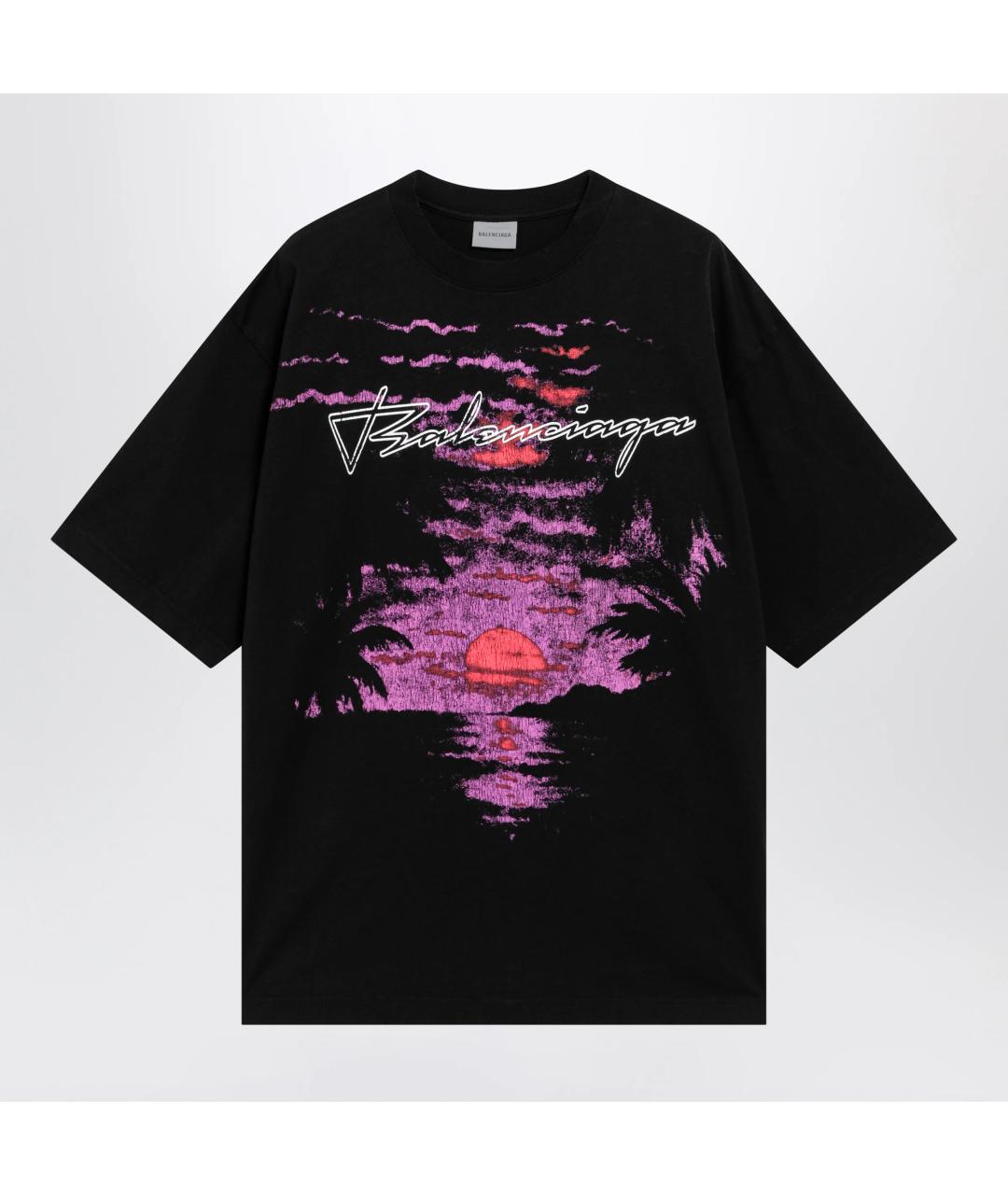 BALENCIAGA Черная хлопковая футболка, фото 3