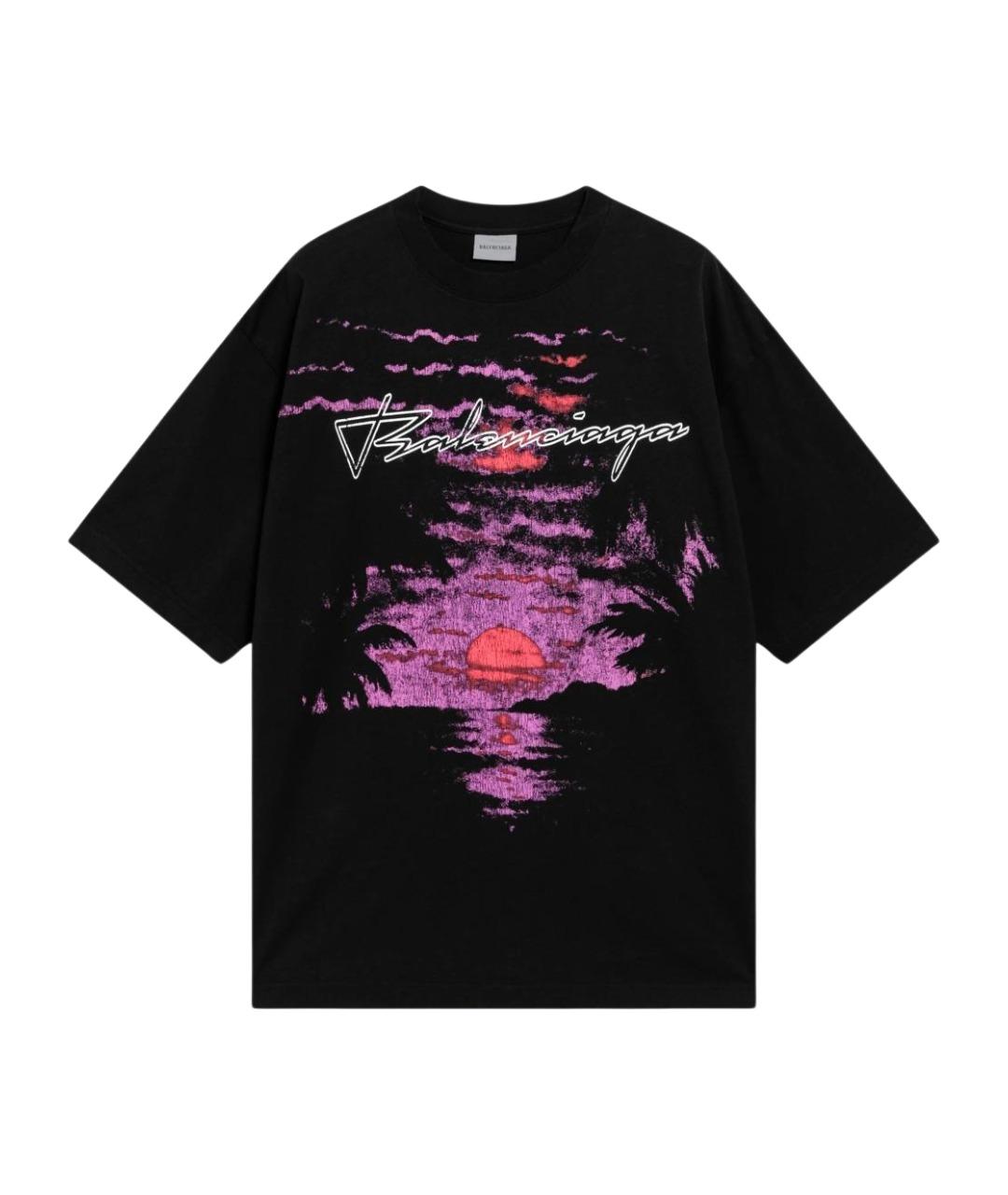BALENCIAGA Черная хлопковая футболка, фото 1