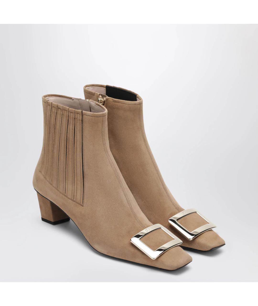 ROGER VIVIER Бежевые замшевые ботильоны, фото 2