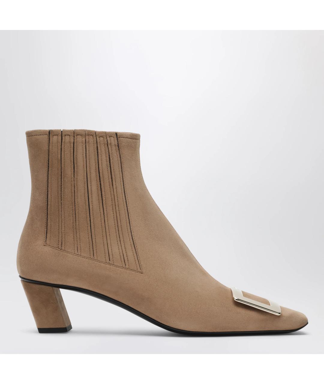 ROGER VIVIER Бежевые замшевые ботильоны, фото 3