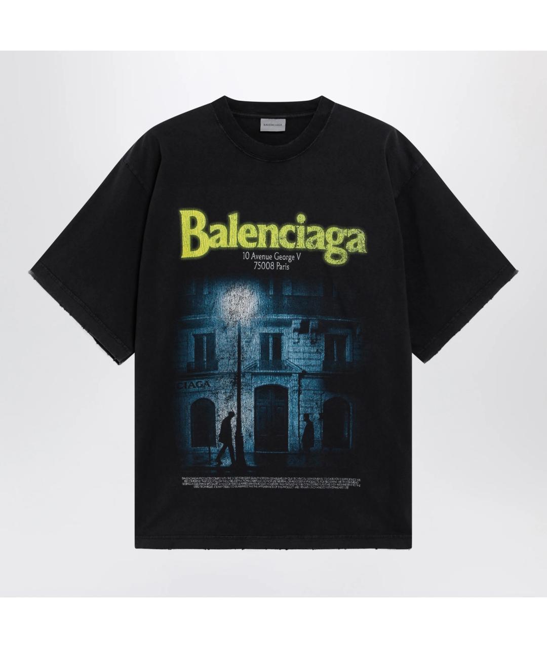 BALENCIAGA Черная хлопковая футболка, фото 3