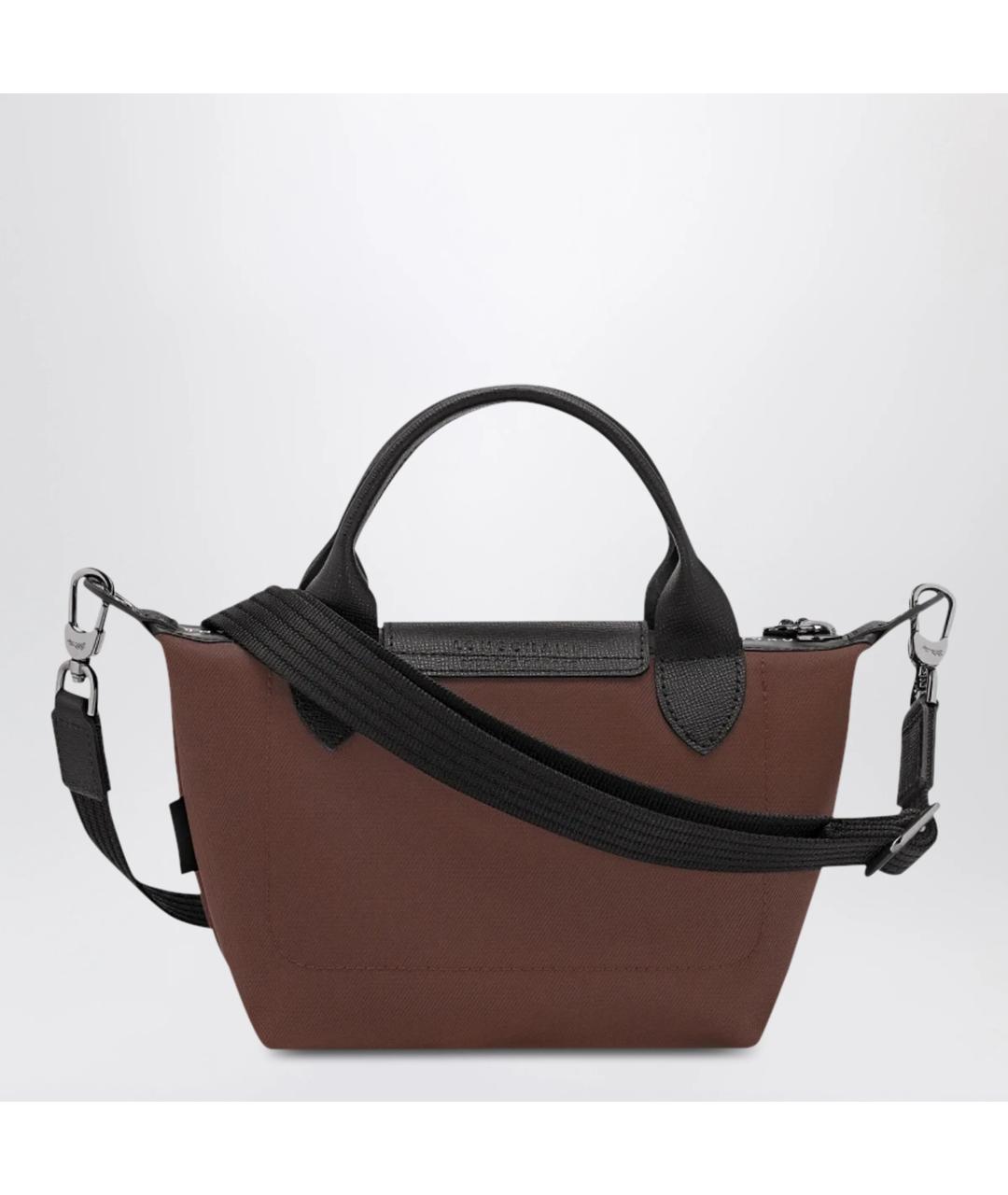 LONGCHAMP Коричневая тканевая сумка с короткими ручками, фото 2