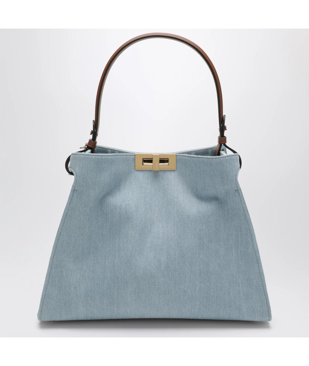FENDI Голубая хлопковая сумка тоут, фото 3