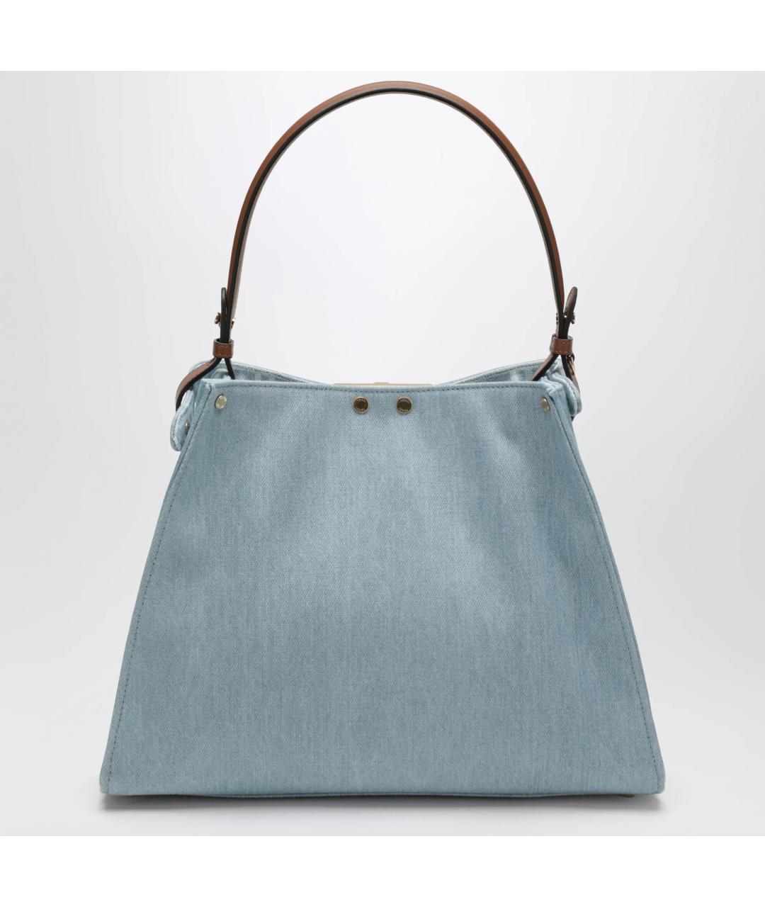 FENDI Голубая хлопковая сумка тоут, фото 2