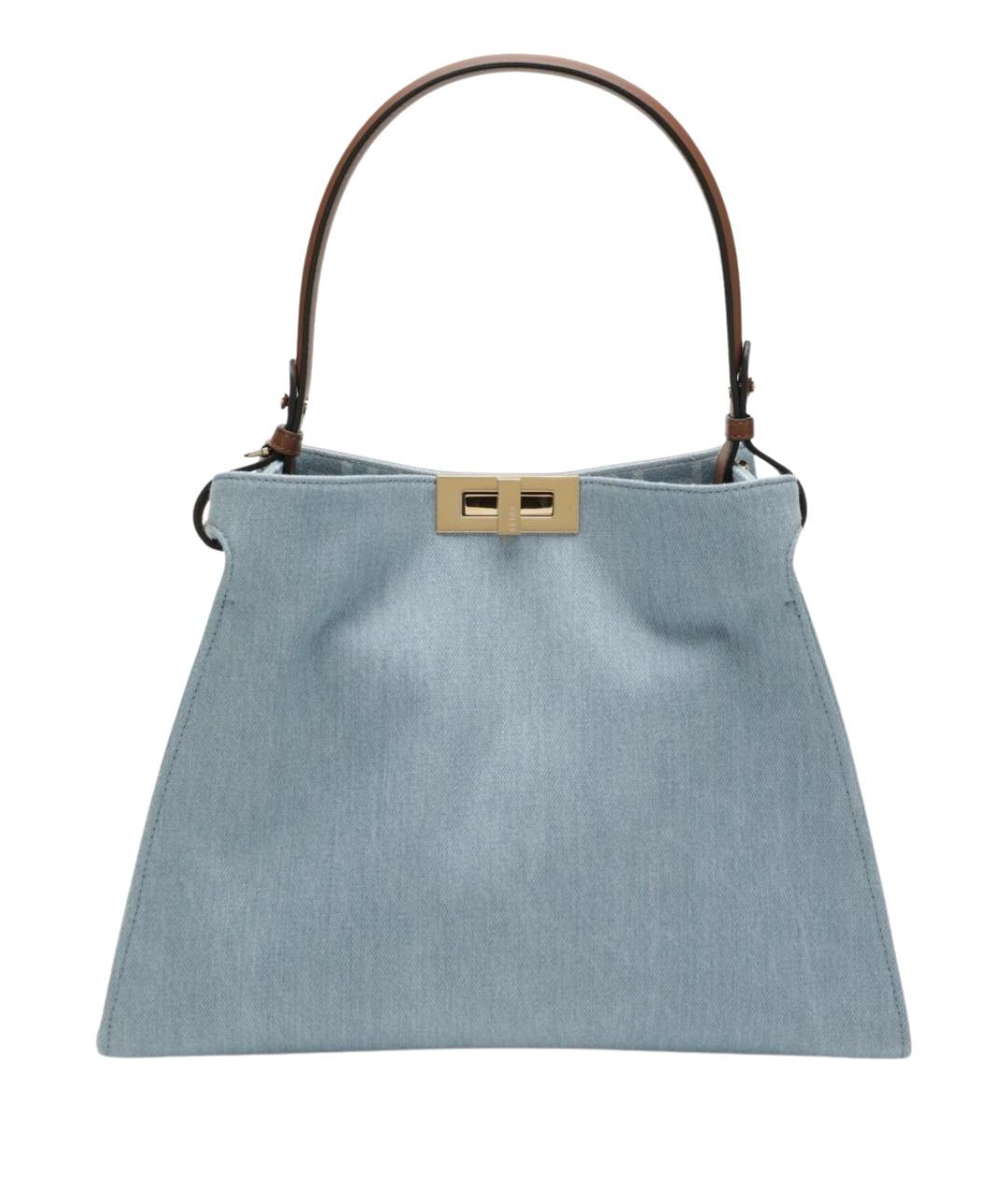 FENDI Голубая хлопковая сумка тоут, фото 1