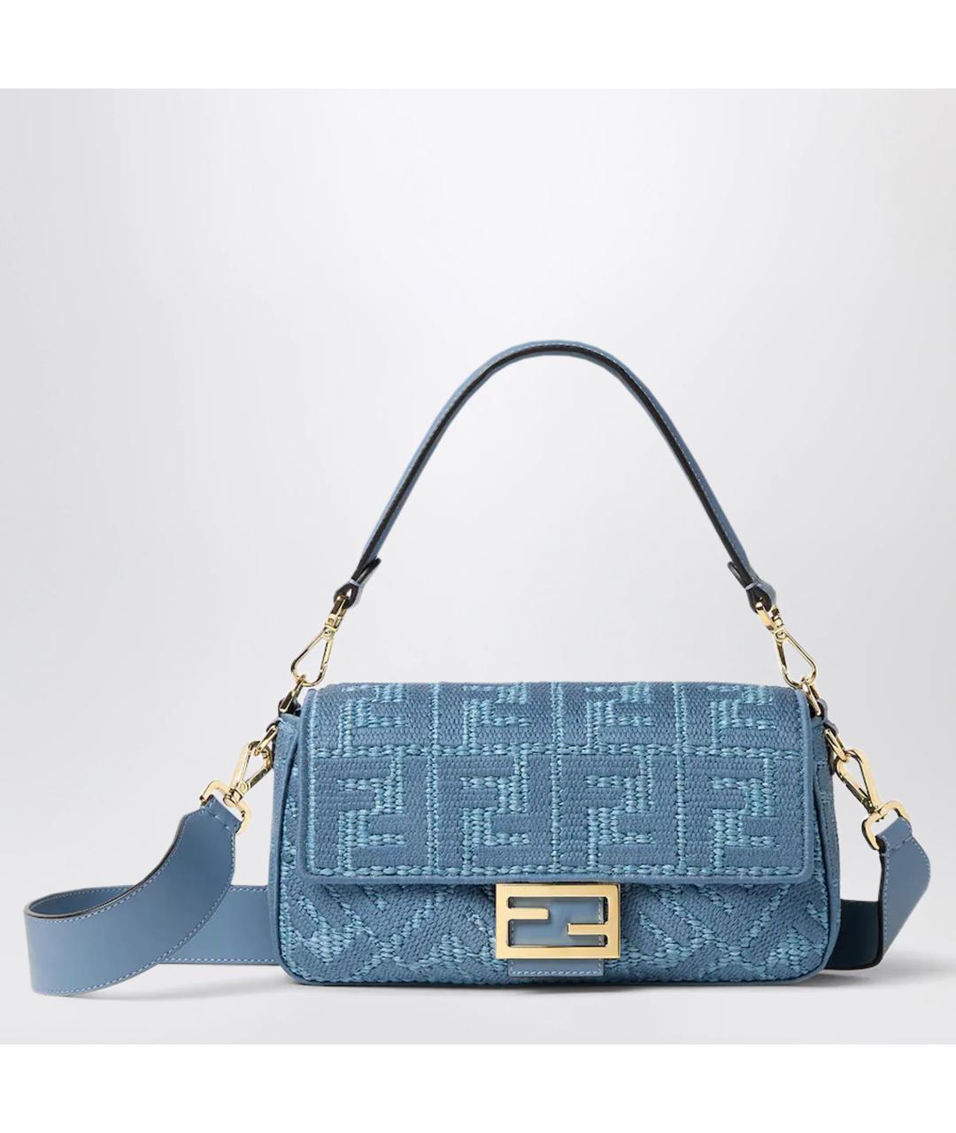 FENDI Голубая тканевая сумка через плечо, фото 3