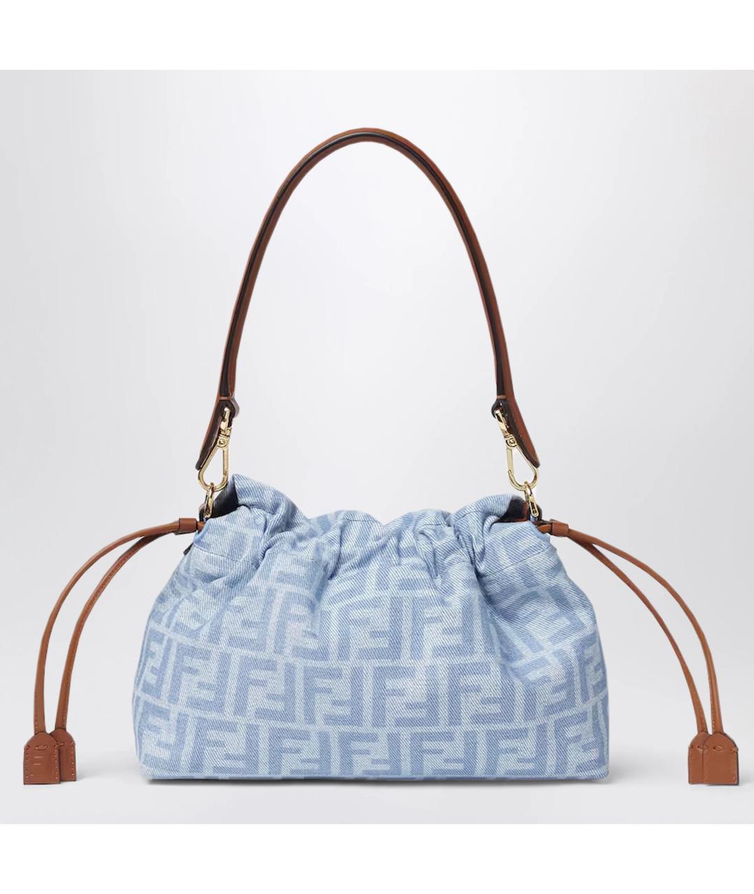 FENDI Голубая тканевая сумка через плечо, фото 2