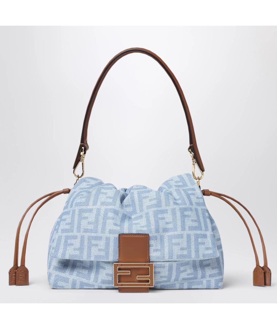 FENDI Голубая тканевая сумка через плечо, фото 1