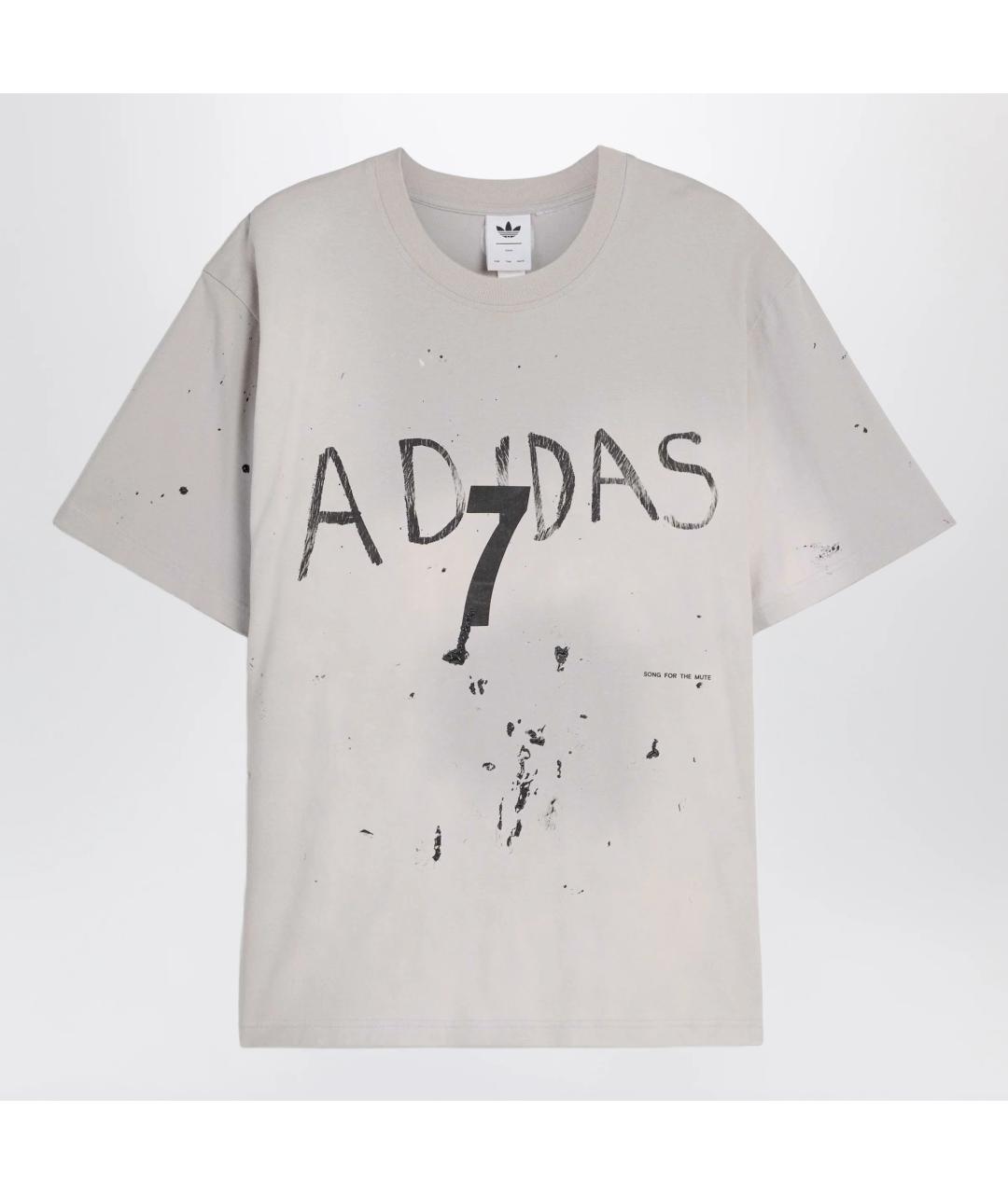 ADIDAS Серая хлопковая футболка, фото 3