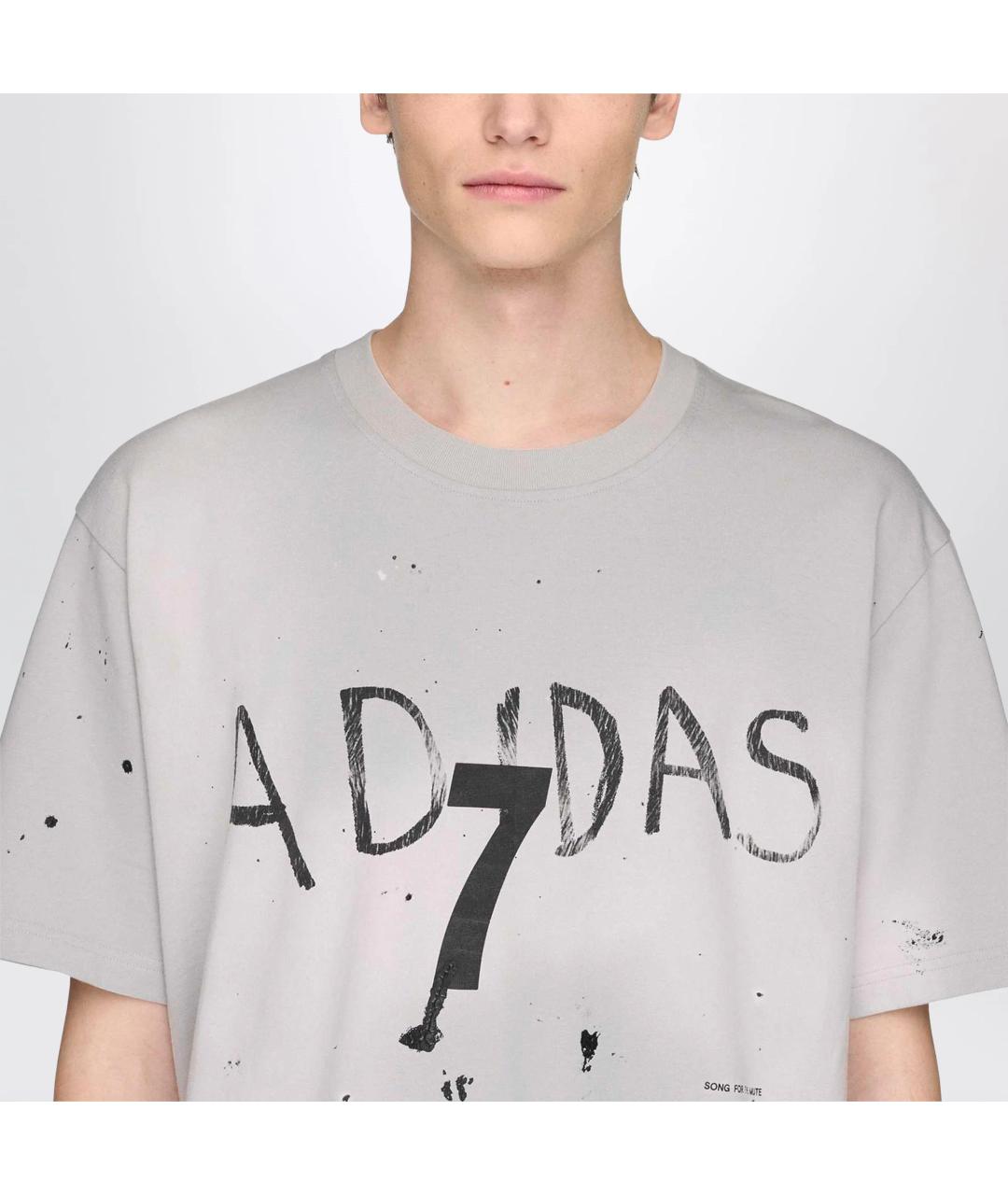 ADIDAS Серая хлопковая футболка, фото 2