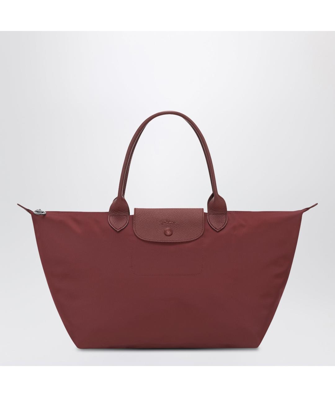 LONGCHAMP Бордовая тканевая сумка тоут, фото 3