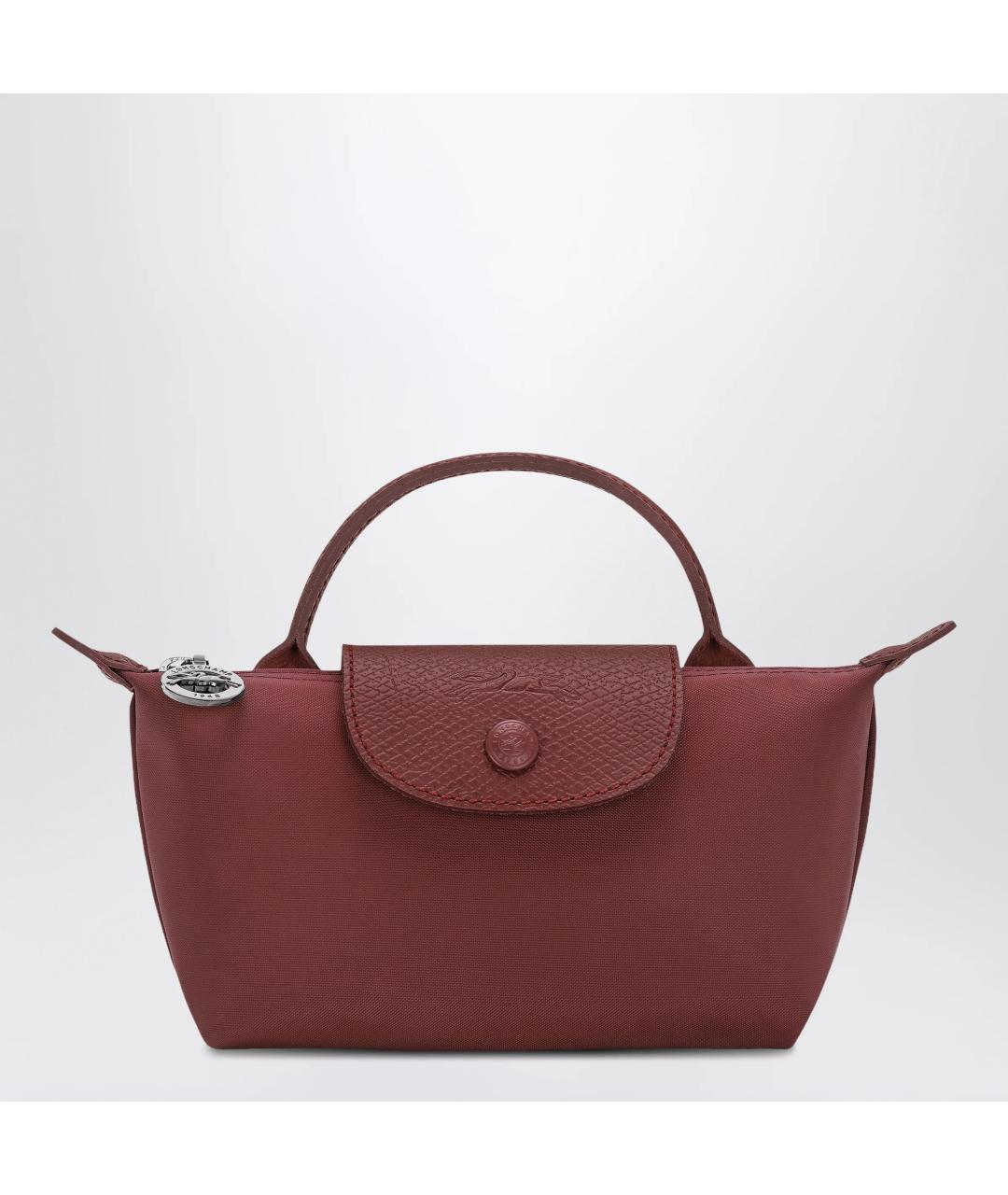 LONGCHAMP Бордовая тканевая сумка с короткими ручками, фото 3