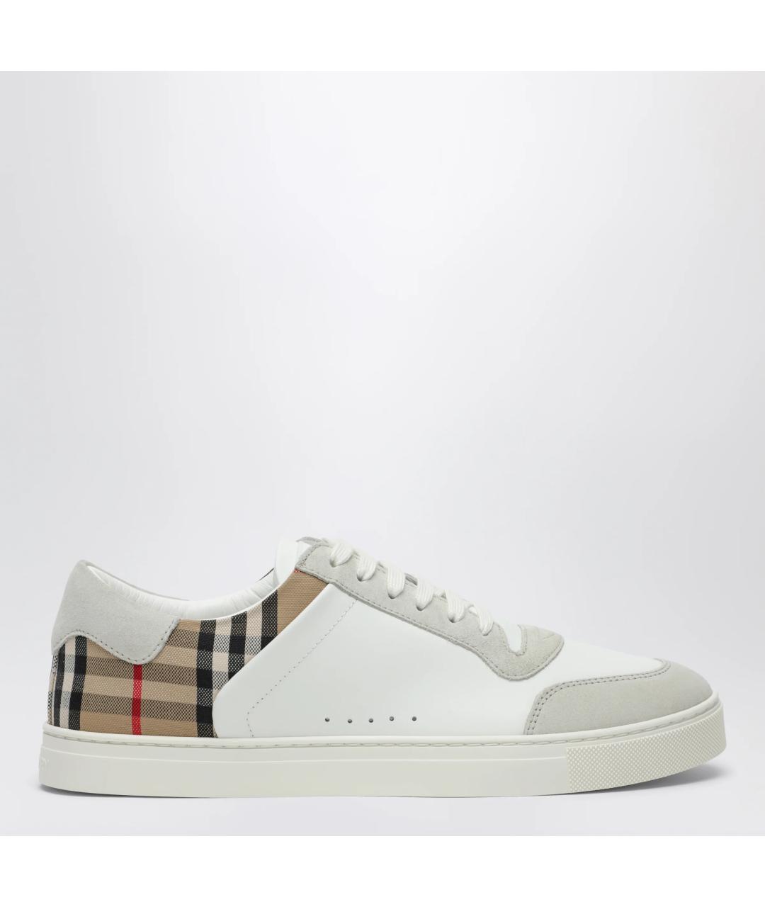 BURBERRY Белые кожаные низкие кроссовки / кеды, фото 3