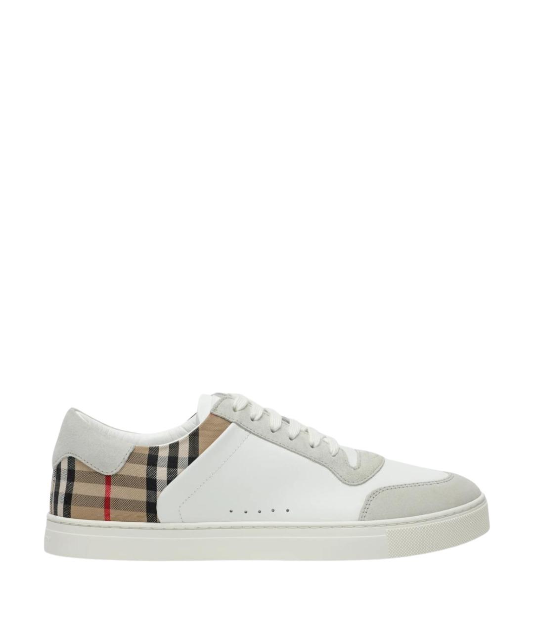 BURBERRY Белые кожаные низкие кроссовки / кеды, фото 1