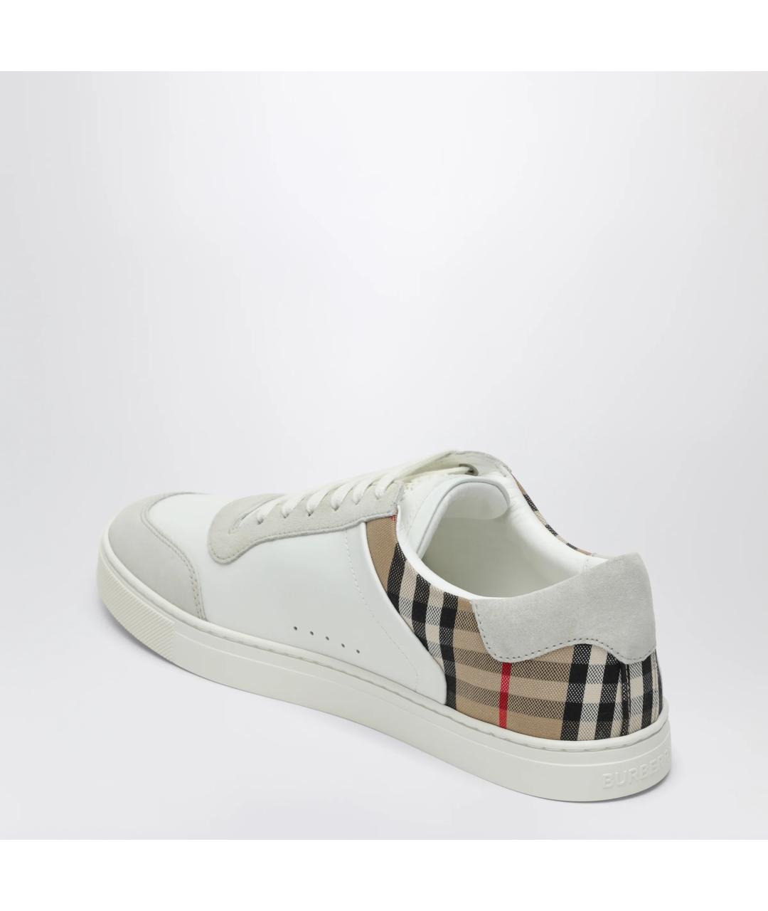 BURBERRY Белые кожаные низкие кроссовки / кеды, фото 2