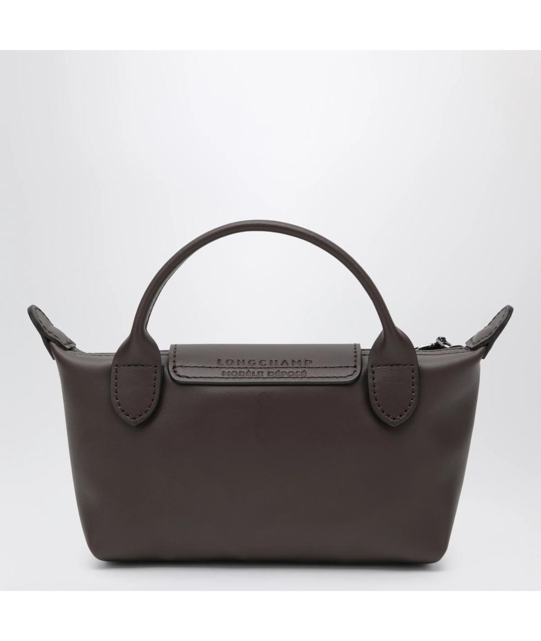 LONGCHAMP Коричневая кожаная сумка с короткими ручками, фото 2