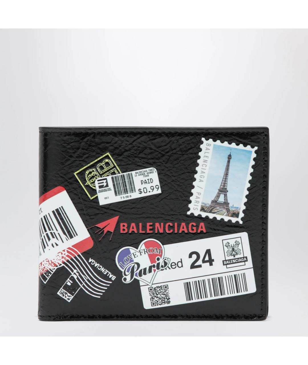 BALENCIAGA Черный кожаный кошелек, фото 3