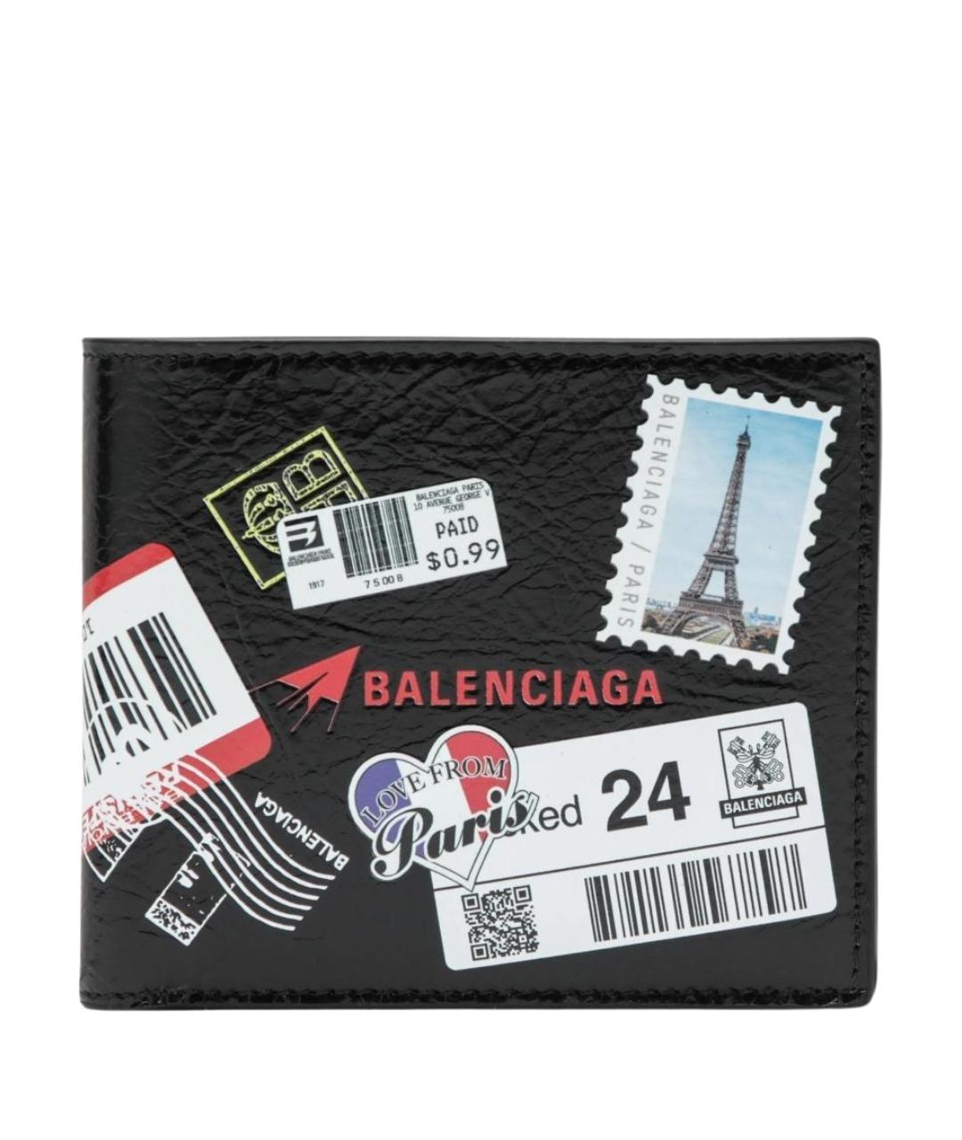 BALENCIAGA Черный кожаный кошелек, фото 1