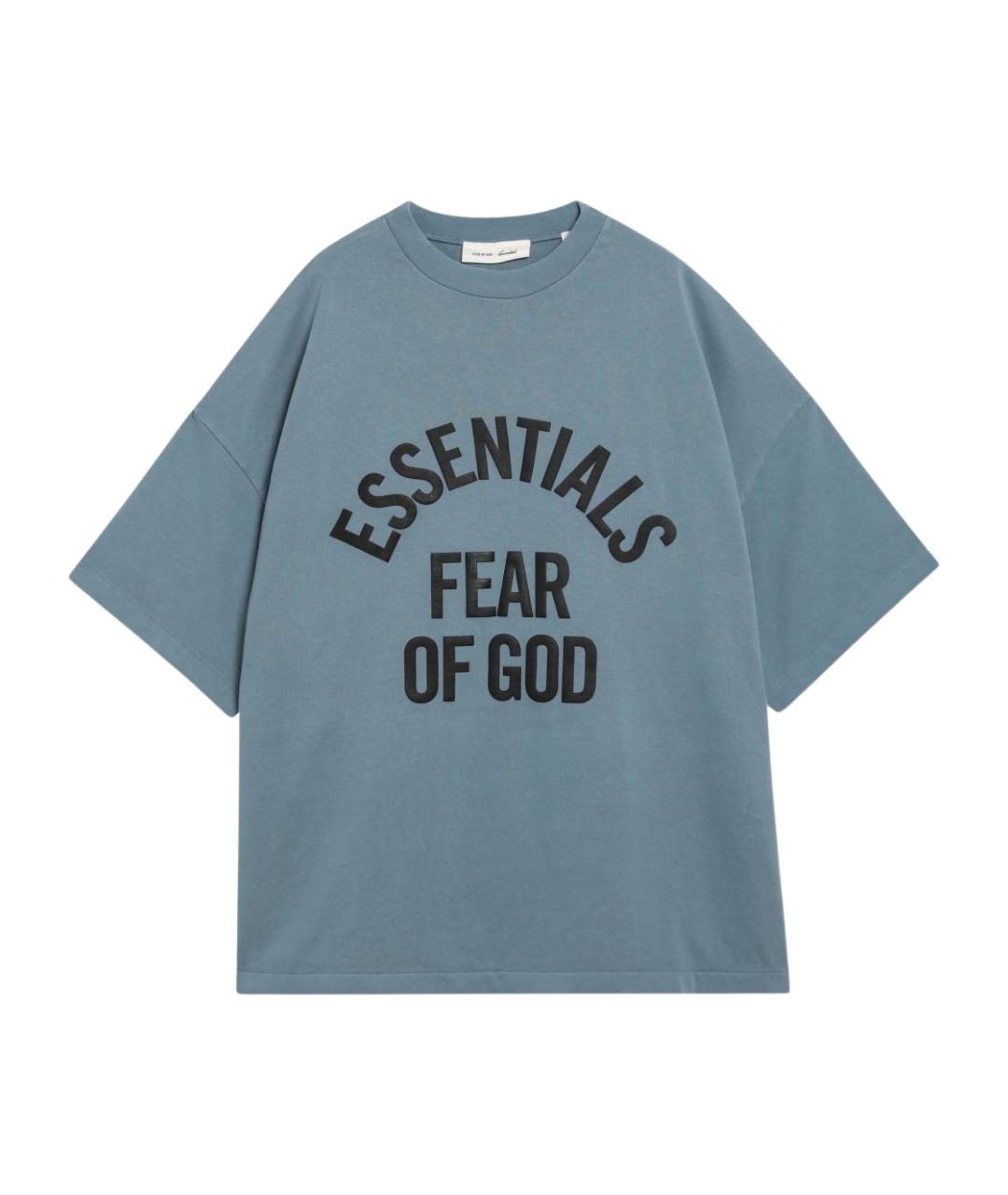 FEAR OF GOD ESSENTIALS Голубая хлопковая футболка, фото 1