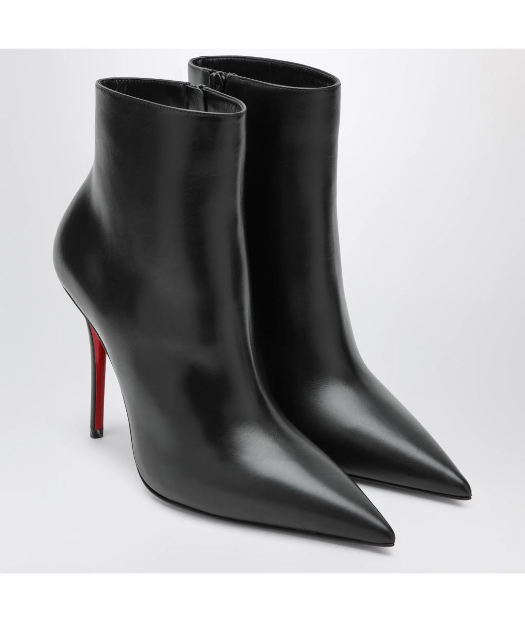 CHRISTIAN LOUBOUTIN Черные кожаные ботильоны, фото 2