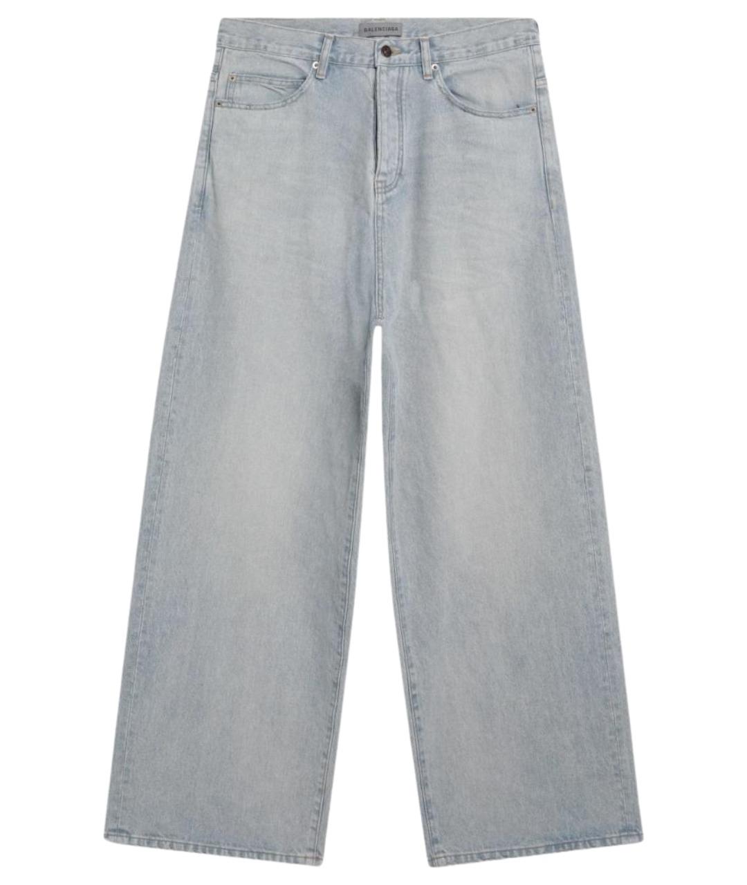 BALENCIAGA Голубые хлопковые прямые джинсы, фото 1