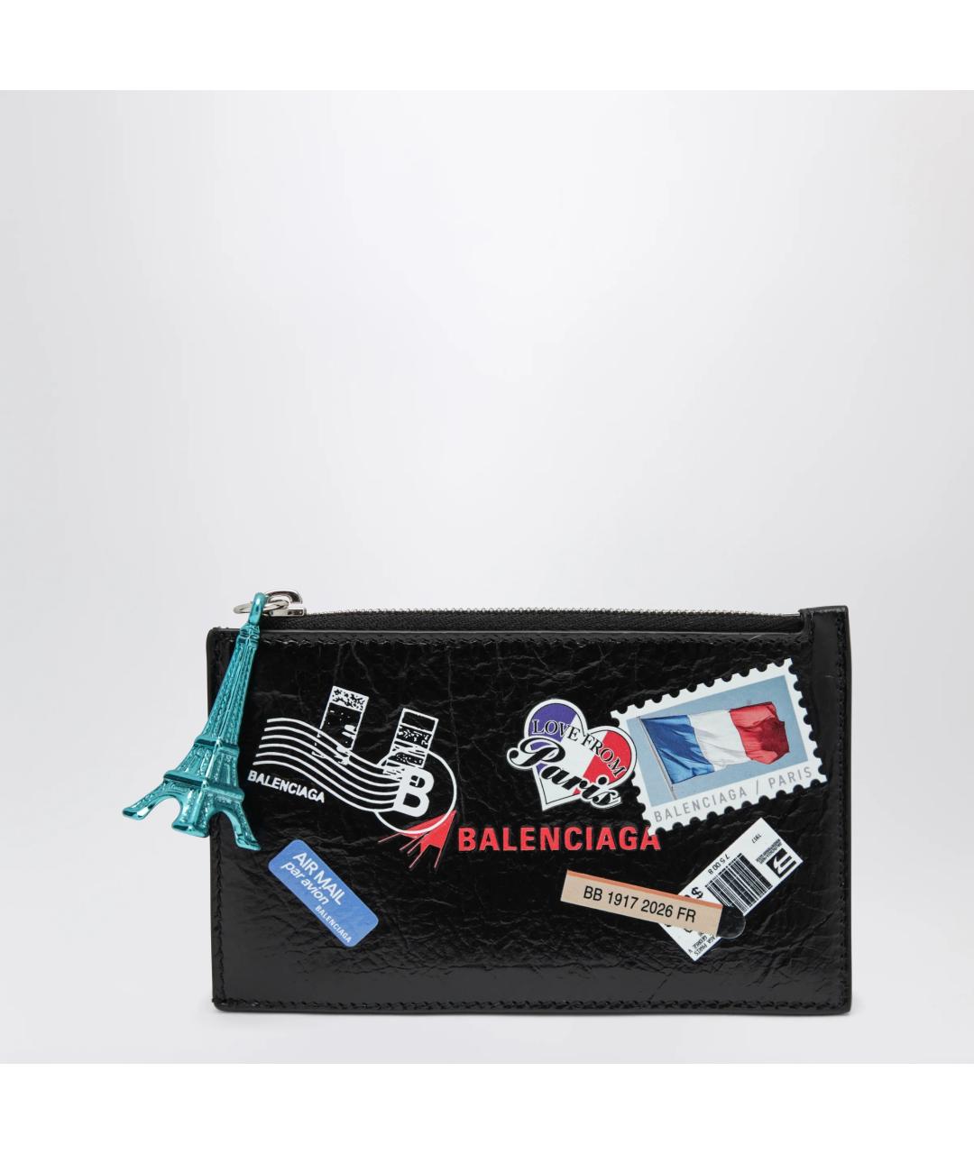 BALENCIAGA Черный кожаный кошелек, фото 3