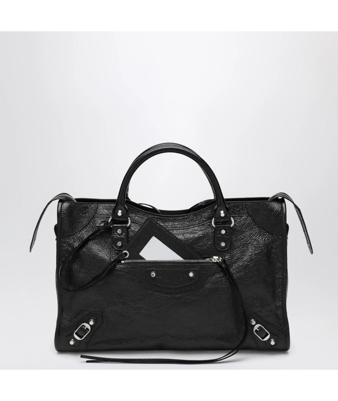 BALENCIAGA Черная кожаная сумка тоут, фото 3